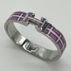 Hermès Clic Clac Bangle Bracelet PM Silver with Shades of Pink